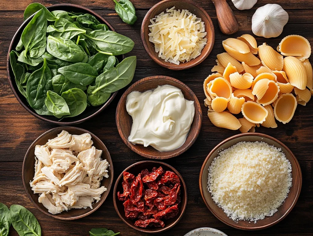 Marry Me Chicken Noodle Soup: A Comforting Bowl You'll Fall For 2 Fresh ingredients for making Marry Me Chicken Noodle Soup including sun-dried tomatoes, shredded chicken, and Parmesan cheese