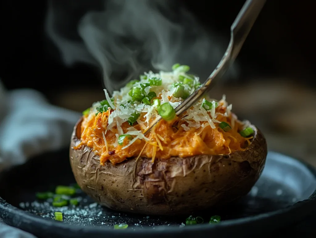 What Can You Substitute for Ranch in Buffalo Chicken Dip? 7 Delicious Alternatives to Try 3 Baked potato stuffed with ranch-free buffalo chicken dip and garnished with scallions