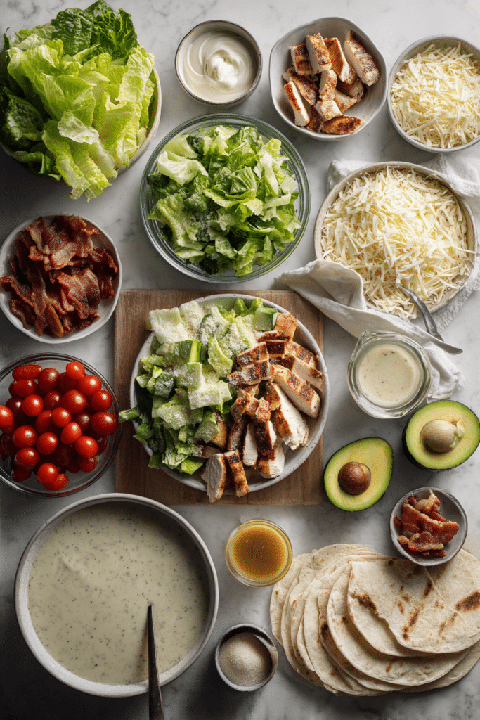 Chicken Caesar Wrap Recipe: The 1 Ultimate Guide to a Quick and Delicious Meal 🥙 2 Ingredients for a Chicken Caesar Wrap laid out on a kitchen counter