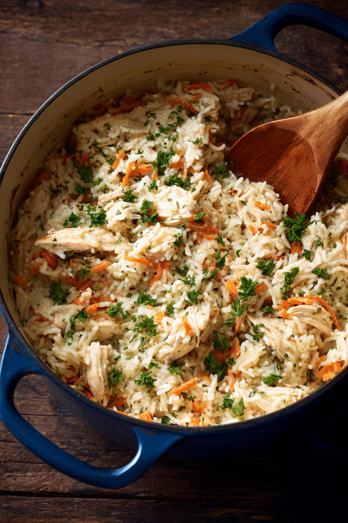 Creamy Chicken and Rice in Dutch Oven – Comforting One Pot Meal