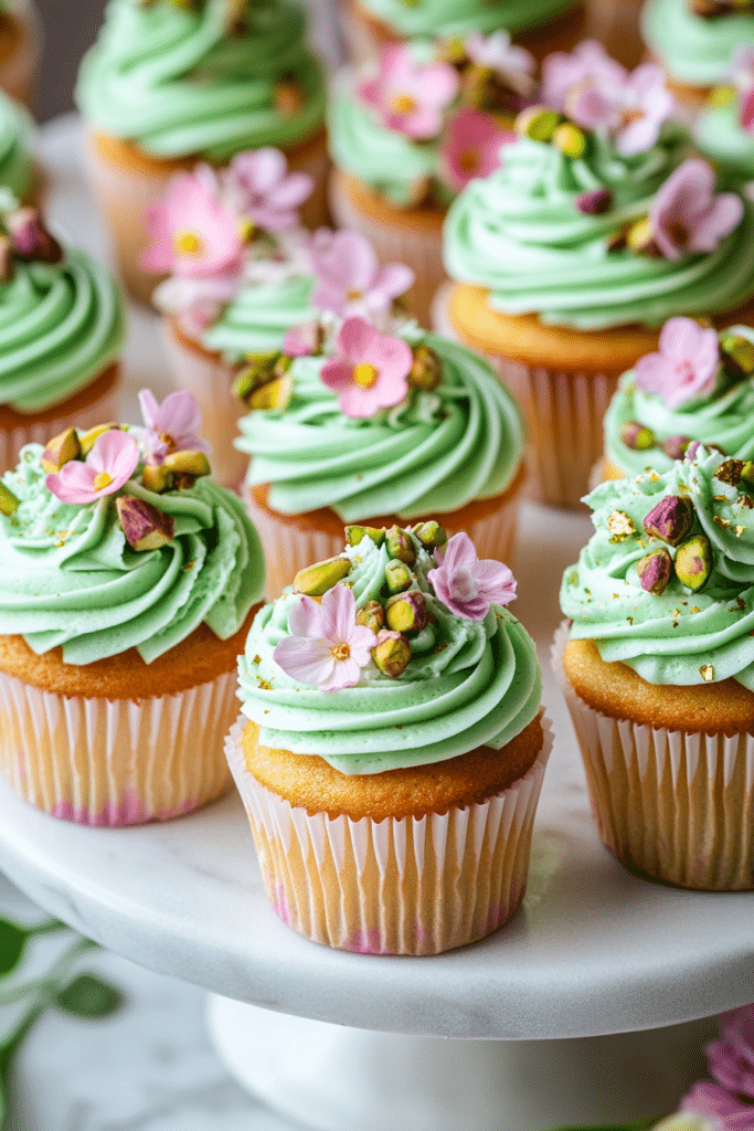 Cupcake – The 1 Ultimate Guide to Meaning, History, and Delicious Recipes 6 Decorated gourmet cupcakes with piped buttercream, edible flowers, and gold leaf