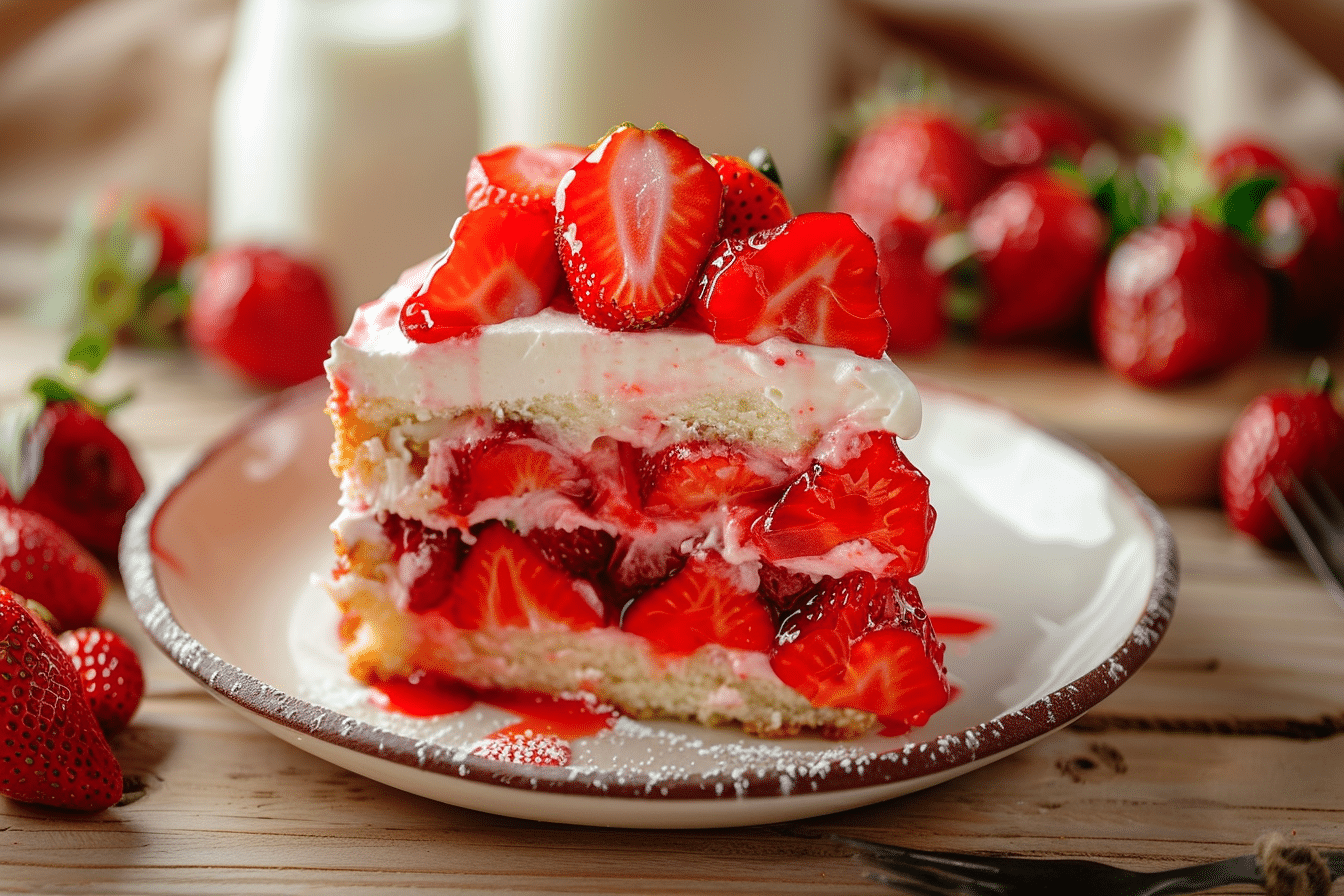 karimizm a close up of a slice of strawberry shortcake cake o a36aec56 dfde 4f2b b3f4 ccf17459465d 1