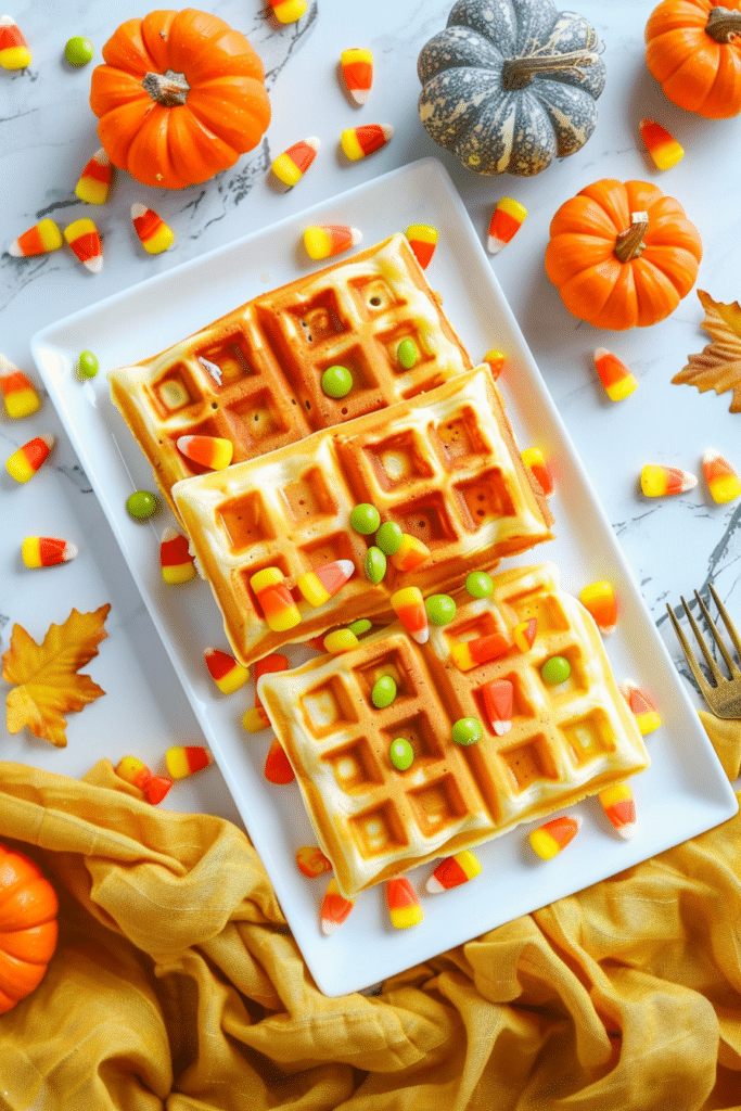 Candy Corn Halloween Waffles – Fun Festive Fall Breakfast Idea