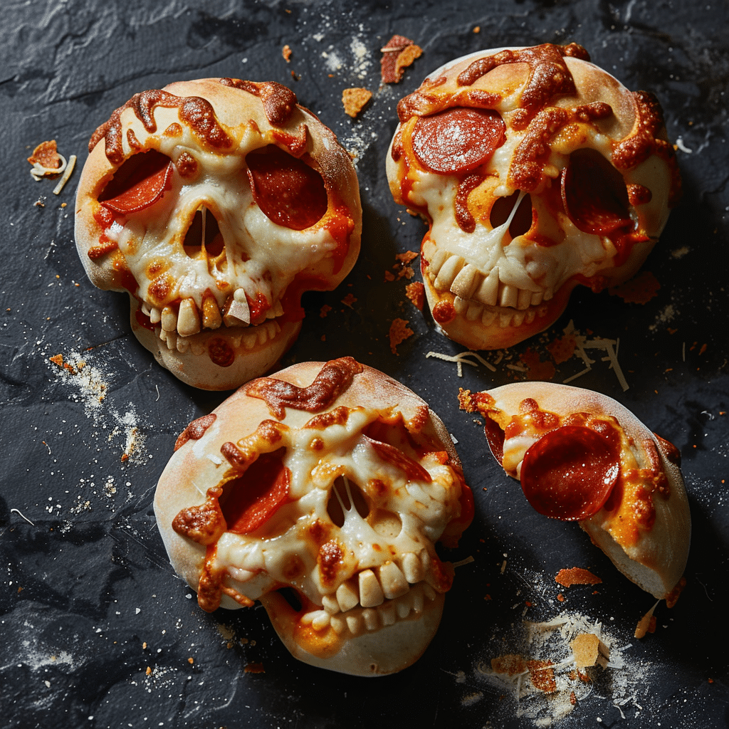 Cheesy Pizza Skulls with Melty Cheese and Pepperoni – Halloween Party Recipe