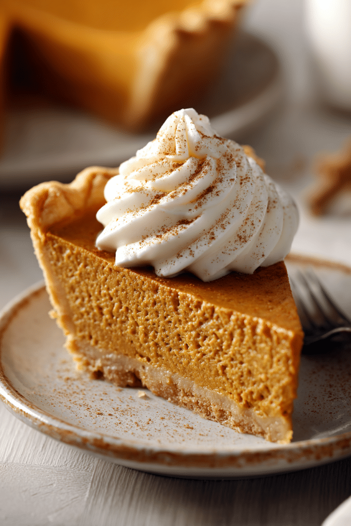 Close Up of Pumpkin Chiffon Pie – Fluffy Airy Texture and Golden Crust