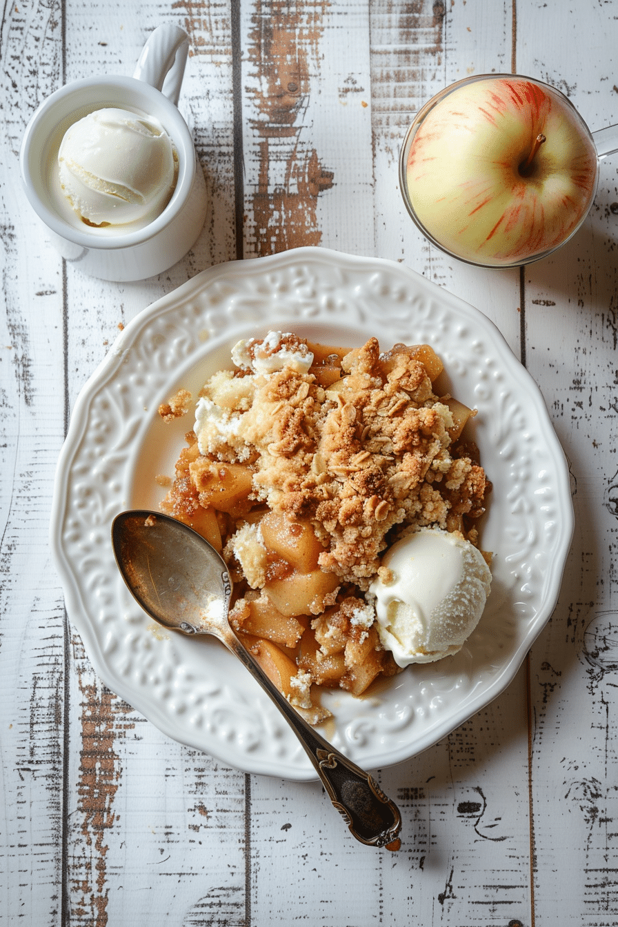 Cozy Apple Crumble with Vanilla Ice Cream – Easy Fall Dessert Recipe