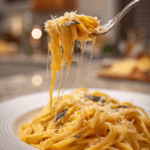 Creamy Pumpkin Pasta: The Ultimate Cozy Fall Dinner (Ready in 25 Minutes) 6 Creamy Pumpkin Pasta Spoonful with Melting Cheese
