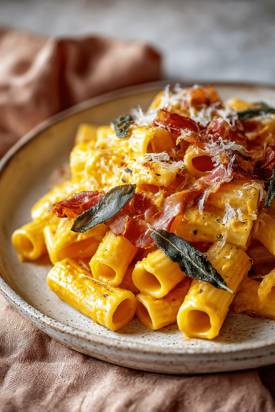 Creamy Pumpkin Pasta with Crispy Prosciutto and Sage