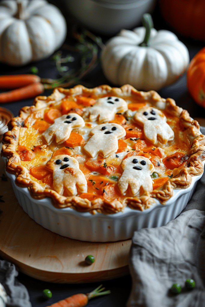 Halloween Pot Pie – A Spooky & Savory Dinner for Your Little Ghouls! 8 Ghost Topped Chicken Pot Pie – Halloween Dinner with a Twist