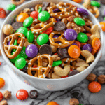 15 Easy & Fun Fall Kid Snacks (Simple Ideas They’ll Love!) 7 Halloween Trail Mix with MMs and Pretzels – Spooky Sweet Salty Snack