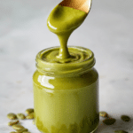 Pumpkin Seed Butter – Easy, Nut-Free Spread Packed with Nutrition 5 Homemade Pumpkin Seed Butter Dripping from Spoon – Smooth and Nut Free Spread