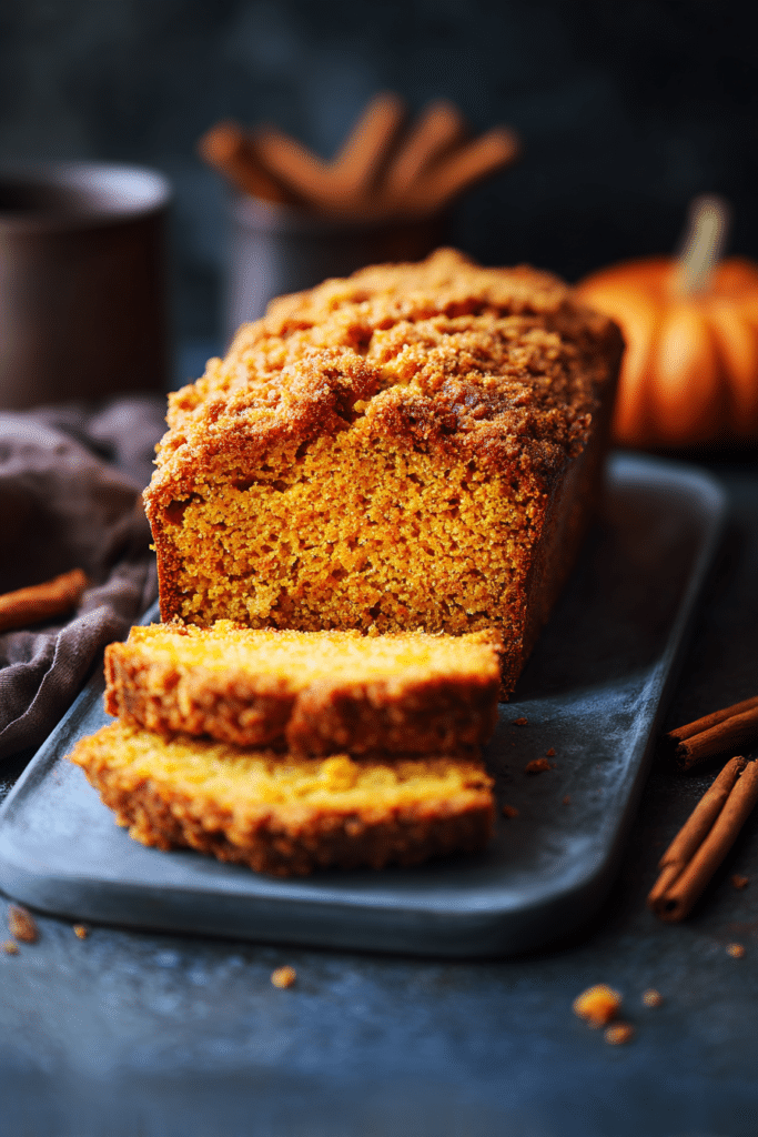 Easy Pumpkin Bread (Super Moist & Full of Fall Flavor) 7 Moist Pumpkin Bread Loaf with Fall Inspired Styling – Recipe Image