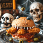 Halloween Chicken Parm Sliders (with Monster Eyes!) 6 Monster Chicken Parmesan Sliders – Easy Halloween Party Food