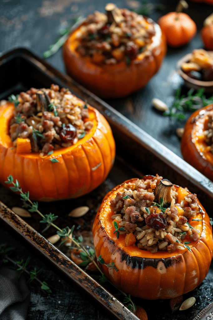 Sausage Rice Cranberry Stuffed Mini Pumpkins – A Cozy Fall Dinner Showstopper