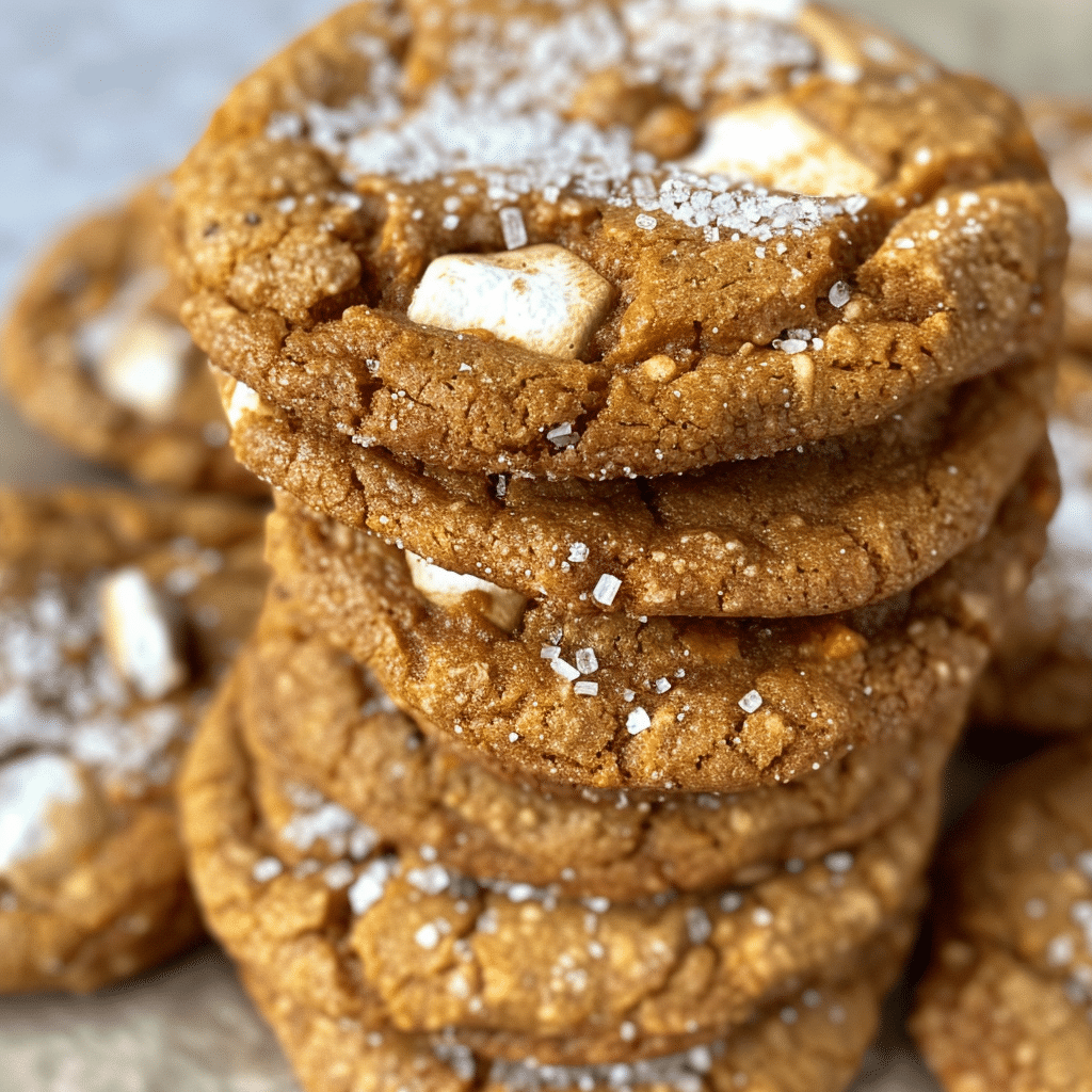 Soft and Chewy Pumpkin Smores Cookies with Sugary Cracked Tops