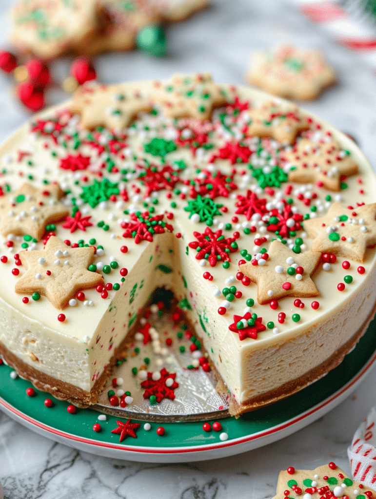 Christmas Sugar Cookie Cheesecake Recipe 3