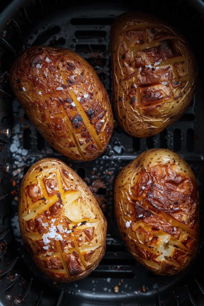 Air Fryer Baked Potatoes 6 karimizm four russet potatoes air fried to a golden crisp spr 6b86ed87 0f46 4067 a03c 0da4fb11ac03 3