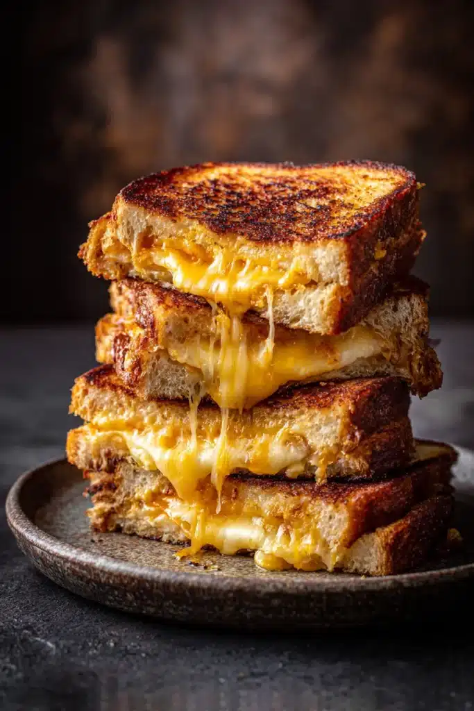 Grilled cheese roll ups with melted cheddar cheese on a plate