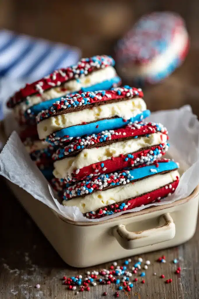 Patriotic Mini Ice Cream Sandwiches