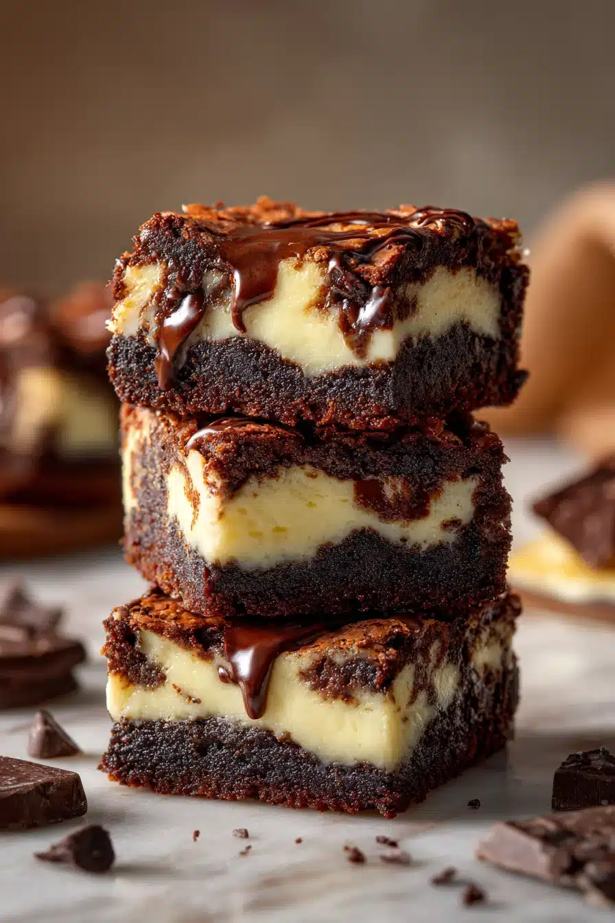 Choco Cheesecake Cookie Bites stacked with creamy cheesecake filling and melted chocolate chunks