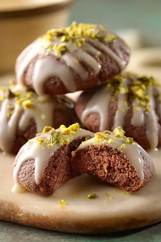 Italian Toto Cookies with chocolate glaze and soft citrus flavored interior